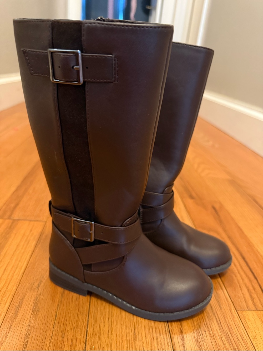 Youth Tall Buckle Riding Boots - Brown
